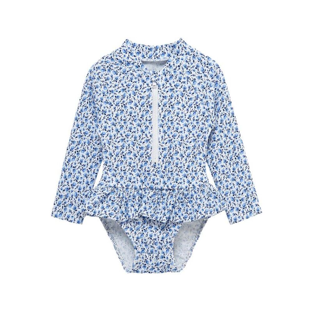 Little Me Girls  Blue Floral One-Piece Rashguard